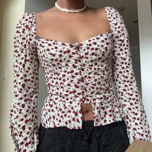 long sleeve corset floral top reformation 2 xs